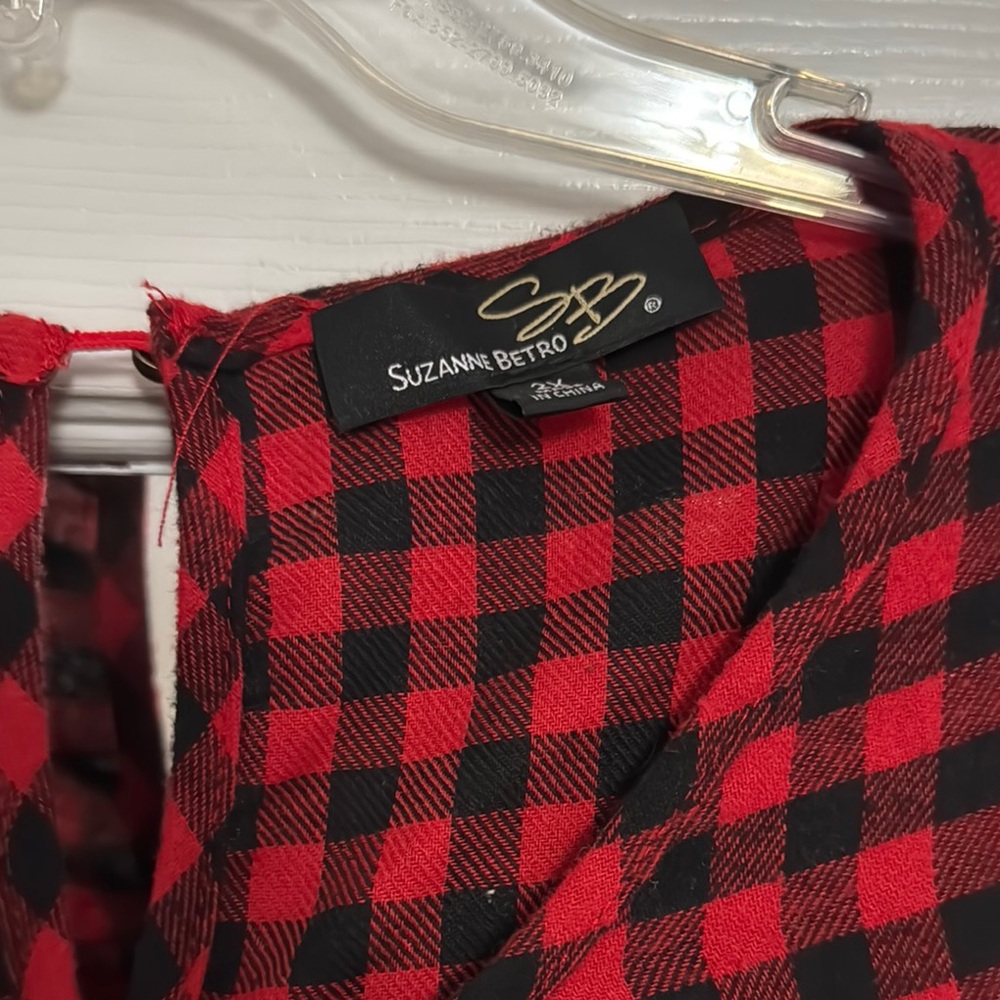 Suzanne Betro Red and Black Checkered Dress